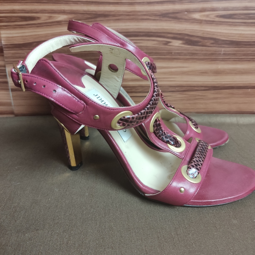 Jimmy Choo Pink and Gold Strappy Heels - Picture 4 of 9